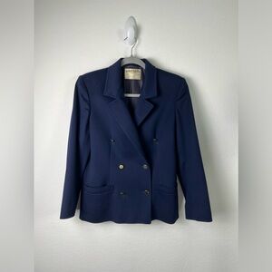Vintage Jaeger Double Breasted Navy Wool Blazer
